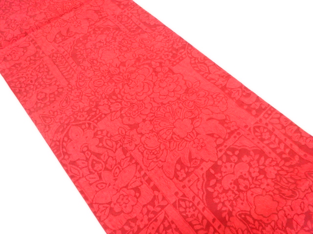 纐纈　花更紗模様織り出し　全通袋帯